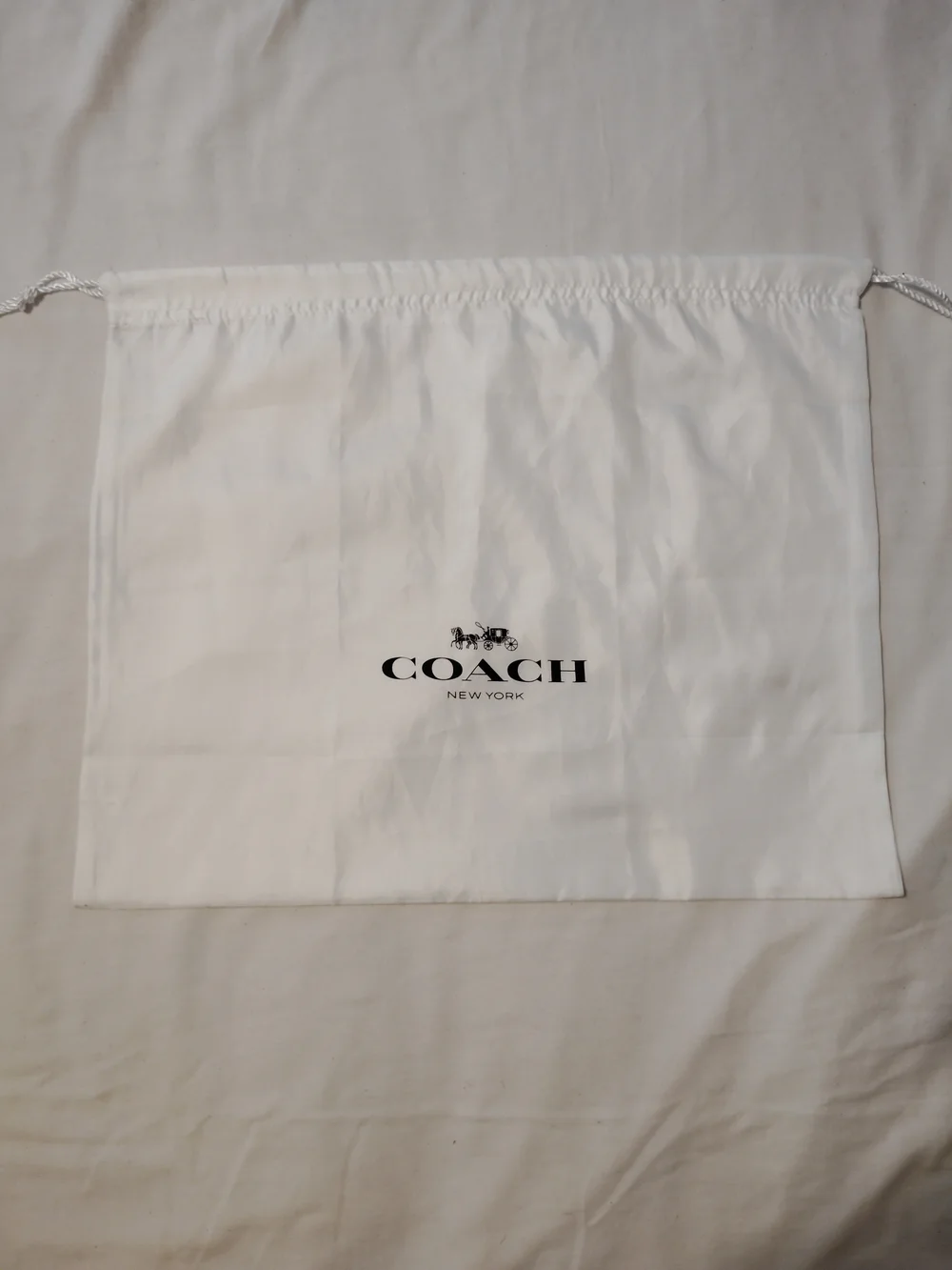 Coach White Drawstring Dust Bag with Logo